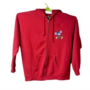 Vintage Walt Disney World Mickey Mouse Red Hooded Sweatshirt Full Zip Size 2XL